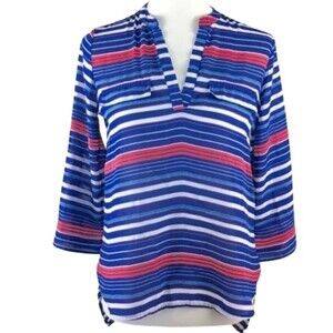 Hippie Rose V-neck striped blouse top size medium